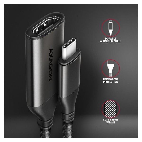 AXAGON, USB-C till HDMI, Aktiv omvandlare
