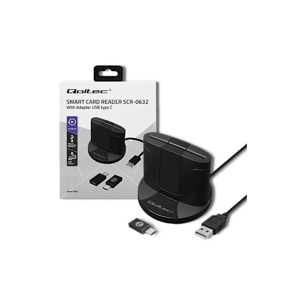 Qoltec smartkortlæser + USB-C adapter SCR0632