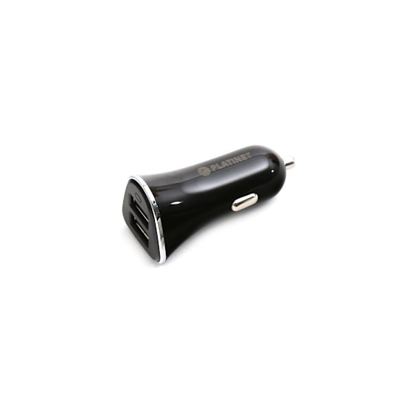 Platinet billader + kabel 2xUSB 3400mA, svart (43719)
