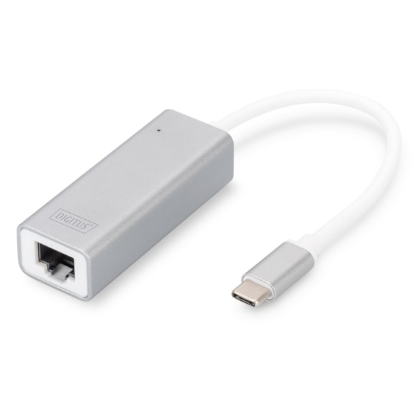 Digitus, USB Type-C til RJ45, USB Type C 3.0 Gigabit Ethernet-adapter 10/100/1000 Mbps, DN-3024 Aluminium