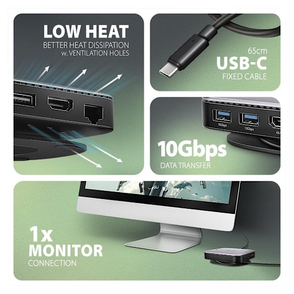 AXAGON, USB-C 10 Gbps UFO 9in1 Hub, HMC-UFO