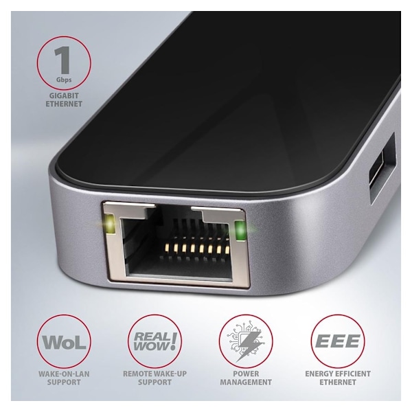 AXAGON, SuperSpeed ​​USB-C COMBO 6in1 Hub, HMC-6GL