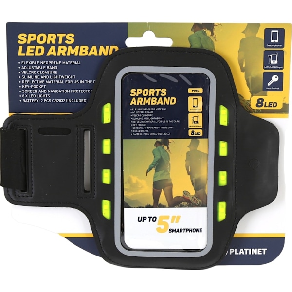 Platinet armbånd Sport LED, sort (43705)