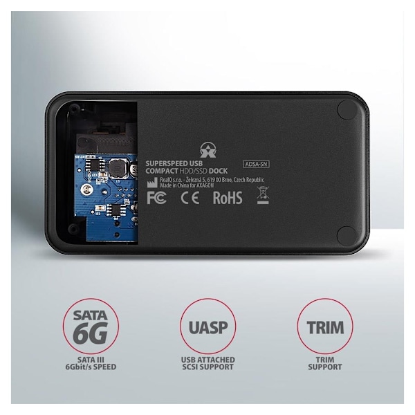 AXAGON, USB 3.0-1x SATA 6G HDD dockstation, sort, ADSA-SN