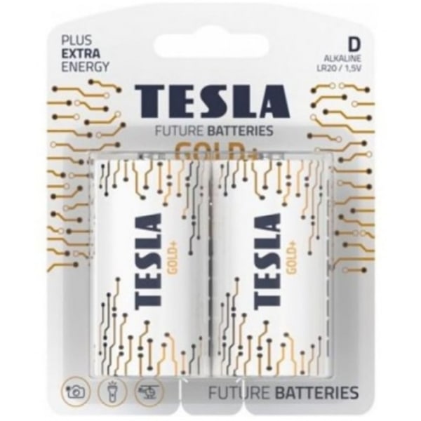 Batteri D Guld+ LR20 2st., Tesla