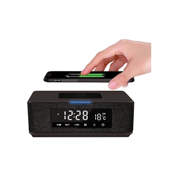 Platinet trådlös högtalare + klockradio + Qi-laddare Daily PMGQ15B, svart