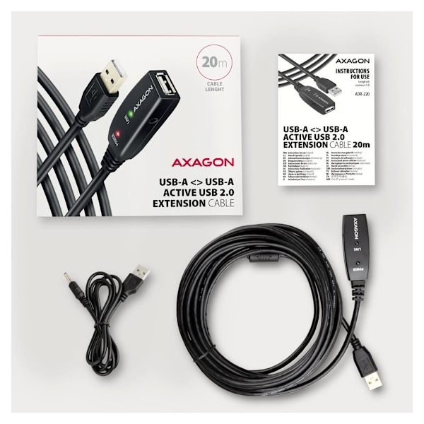 AXAGON, USB Type-A til USB Type-A, USB repeaterkabel, ADR-220