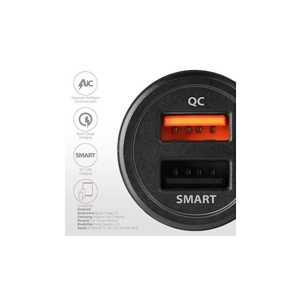 AXAGON, Dobbelt biloplader, 31,5W, PWC-QC5