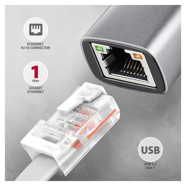 AXAGON, ADE-TXPD USB-C Gigabit Ethernet-adapter med PD 100W