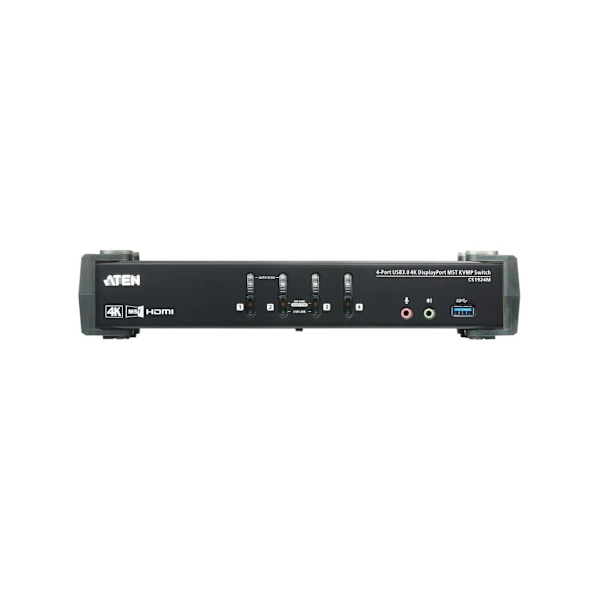 Aten, 4-porttinen USB3.0 4K DisplayPort KVMP-kytkin sisäänrakennetulla MST-keskittimellä, CS1924M