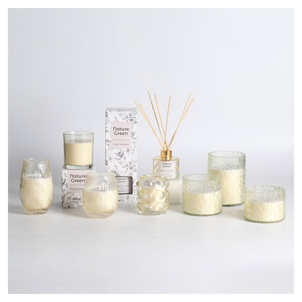 Doftljus i glas NATURE GREEN H13,5cm, Fresh Aromatic