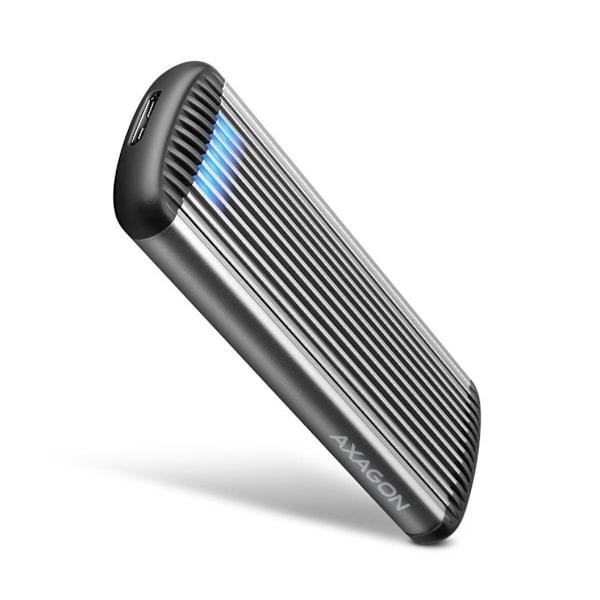 AXAGON, SuperSpeed ​​USB Micro-B - M.2 SATA SSD Ribbed Box, EEM2-SA Grå
