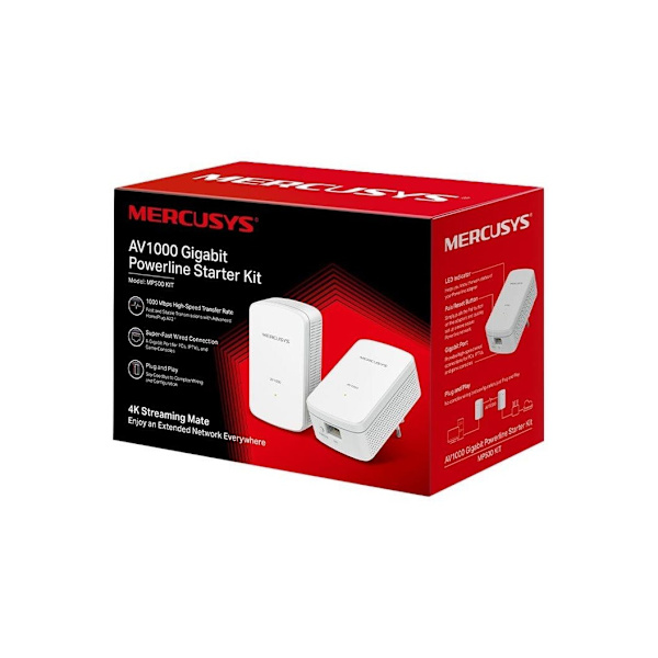 Mercusys, AV1000 Gigabit Powerline Starter Kit, MP500 KIT