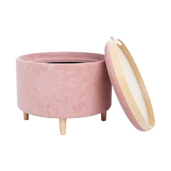 Pöytä HIRO D56xH42,5cm, vaaleanpunainen, säilytysastialla ja alustalla