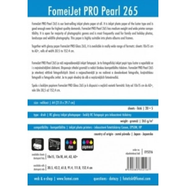 Fotopapper PRO Pearl A4 / 20+5 lpp 265g/m2 (EY5216), FOMEI