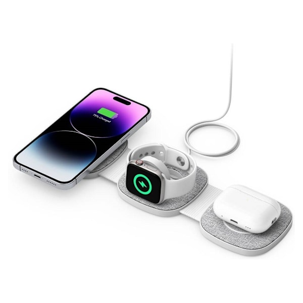 Tech-Protect trådløs oplader A32 3in1 Magnetic MagSafe QI15W, grå
