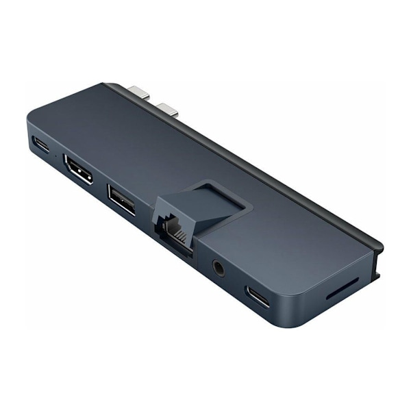 Hyper, HyperDrive Dual USB-C TB -yhteensopiva 7-in-2-keskitin yleisellä USB-C-ulkoisovittimella MacBook Airille/Prolle 2016-2020