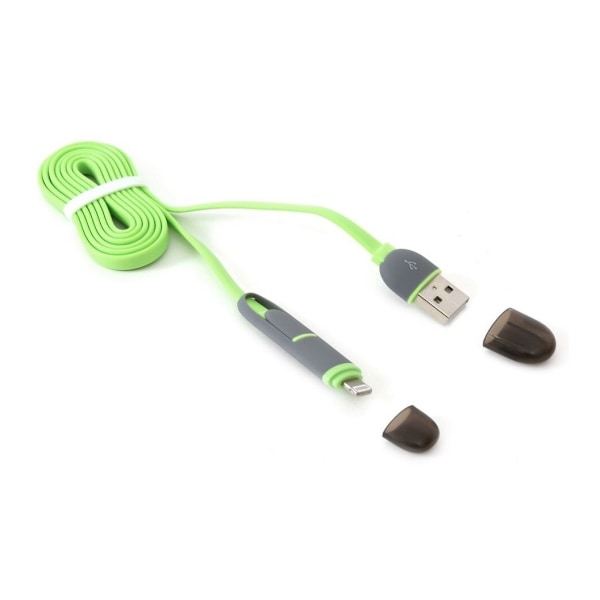 Platinetkabel USB - microUSB/Lightning 1m, grön (42872)