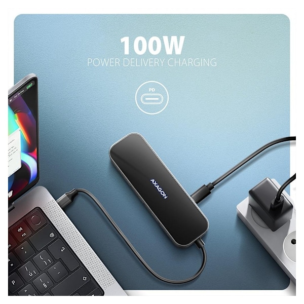 AXAGON, USB-C 5 Gbps GLASS 6in1 Hub, HMC-6GLN