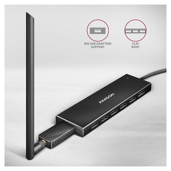 AXAGON, SuperSpeed ​​USB-A FLAT Hub, HUE-F7A