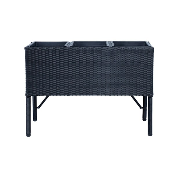 Blomsterkasse WICKER 80x34xH54cm, sort