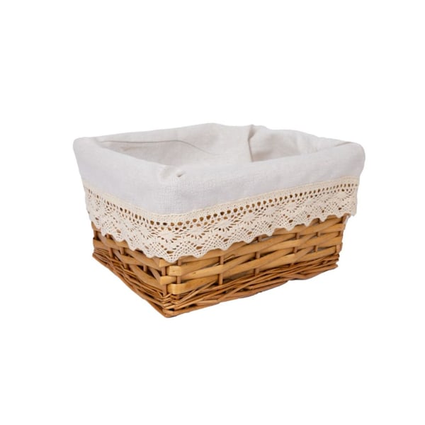 Kurv MAX 24x18xH12cm, lysebrun med blonder
