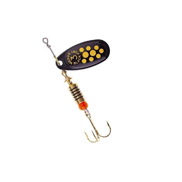Spinner BLACK FURY-3 6,5g sorte/gule prikker, MEPPS