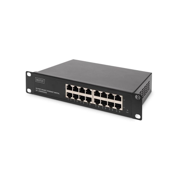 Digitus, 16-ports Gigabit Ethernet-switch, DN-80115 Sort