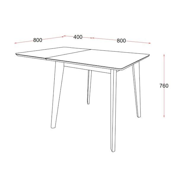 Spisebord ROXBY, 80/120x80xH76cm, eg/sort