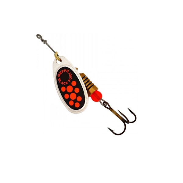 Spinner BLACK FURY-2 4,5g sølv/orange prikker, MEPPS