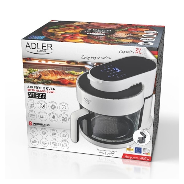 Adler, Air Fryer Oven lasikulholla, AD 6316