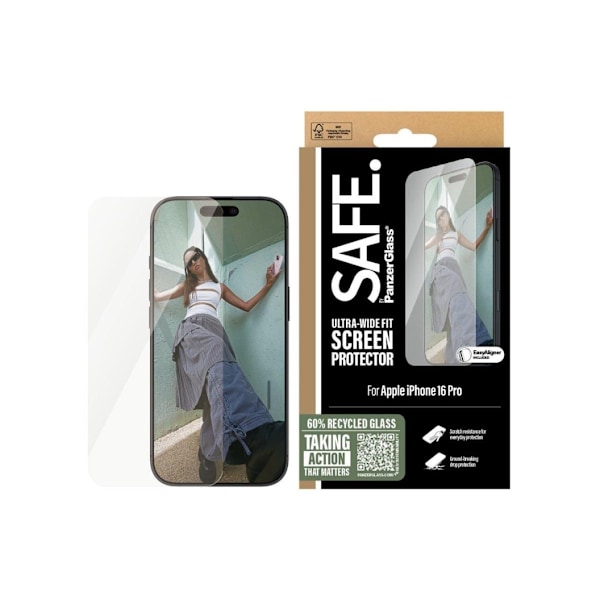 PanzerGlass Näytönsuoja, Apple, iPhone 16 Pro, Lasi, Läpinäkyvä, Ultra-Wide Fit