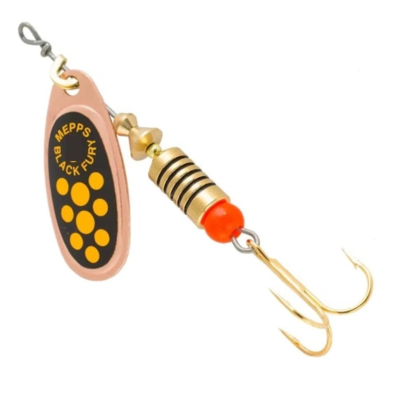Spinner BLACK FURY-3 6,5 g kobber/gule prikker, MEPPS