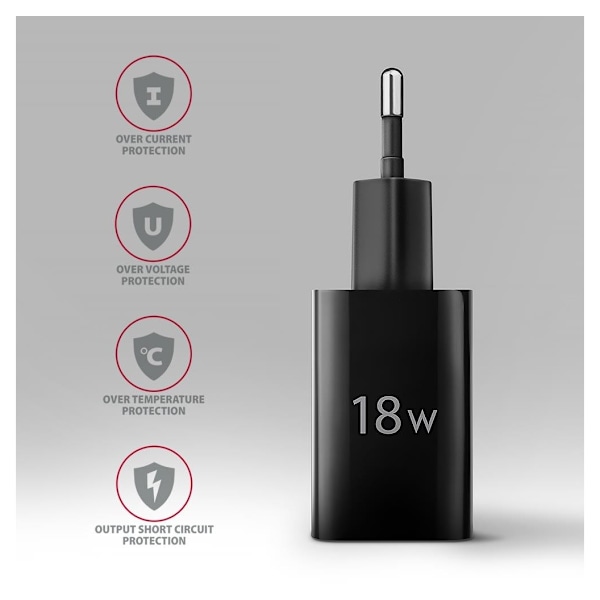 AXAGON, Vegglader 1x port USB-A, QC3.0/AFC/FCP/Apple, 18W, ACU-QC18