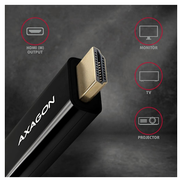 AXAGON, DisplayPort till HDMI, Aktiv kabel