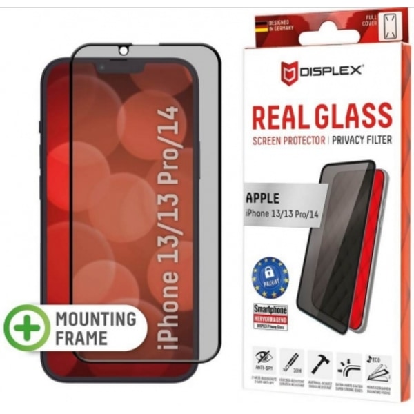 Real 3D Screen Privacy Glass iPhone 13/13 Pro/14:lle, DISPLEX