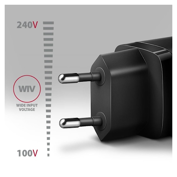 AXAGON, Sil seinälaturi 1x portti USB-C, PD3.0/PPS/QC4+/SFC/AFC/Apple, 30W, ACU-PD30