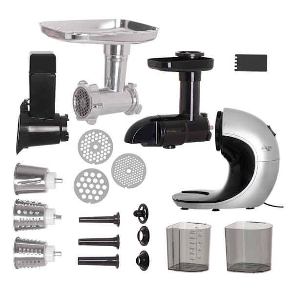 Adler, Slow Juicer, Slow-speed juicer 3in1 - Kjøtthakker, Juicer, Grønnsakshøvel, AD 4131