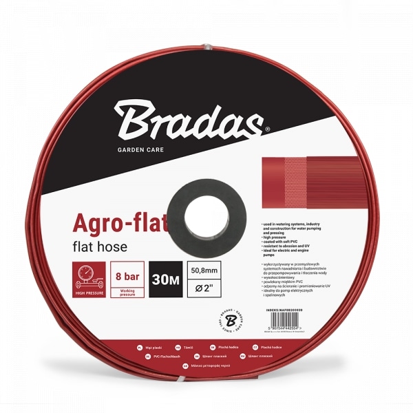 Litteä letku AGRO-FLAT WP8 / BP24 Bar - 2" / 100m - PUNAINEN