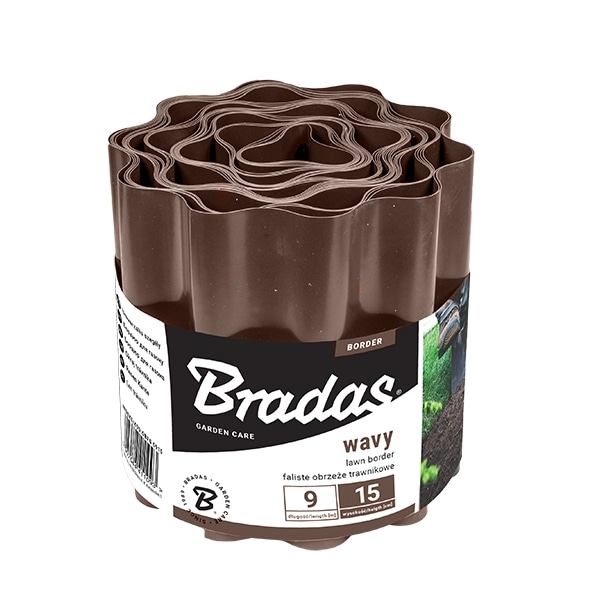 Set of 5 products. Lawn wavy board 9m x 10cm, brown