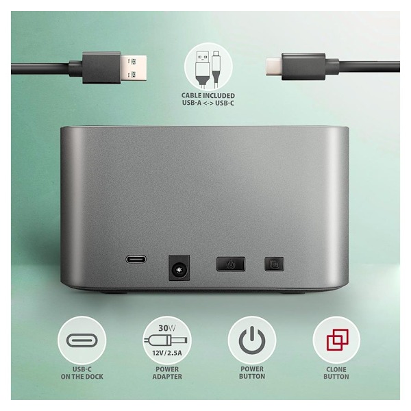 AXAGON, SuperSpeed ​​USB DUAL 2,5"/3,5" HDD/SSD DUAL-telakka, ADSA-DC