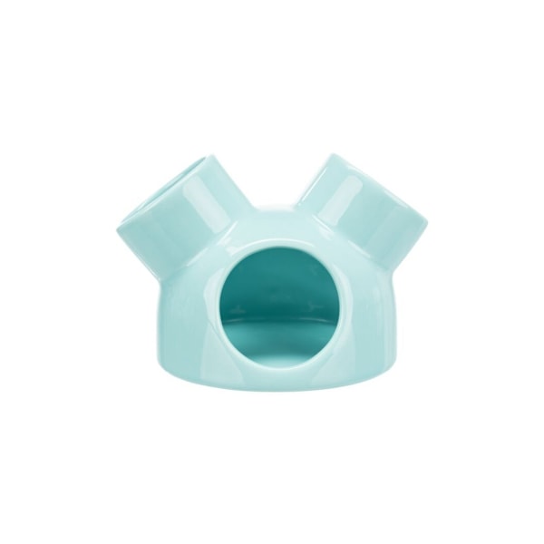 Keramikhus med 3 indgange, mus, ø 12 × 10 cm, turkis