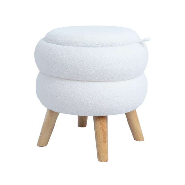 Ottoman/ bord HANA D40xH41cm, vit, med förvaring