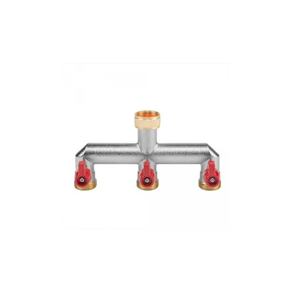 2-vejs splitter med ventiler, hun- og hangevind 3/4", nickiel MESSING Bronze