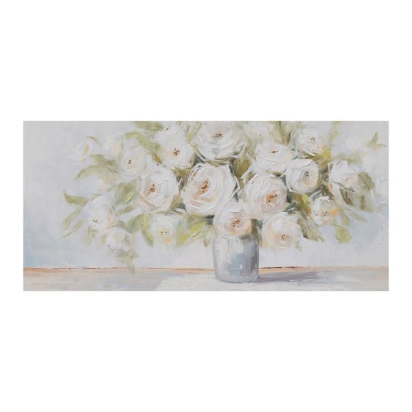 Oljemålning 70x150cm, blommor och vas