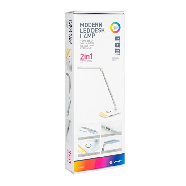 Platinett bordlampe med USB-lader PDLQ60 12W (43804)