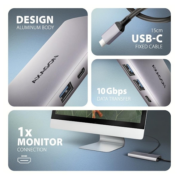AXAGON, Multiport USB-C 10Gbps hub, HMC-6G2L
