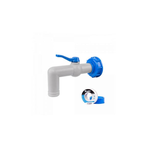 Sæt - PP 90° hane med IBCS60x6 adapter til 25 mm slange med PTFE tape