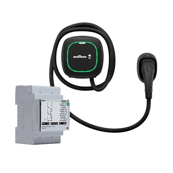 Wallbox, Pulsar Max Elbilopladning, IK10 beskyttelsesklassificering, Sort + Wallbox Power Meter