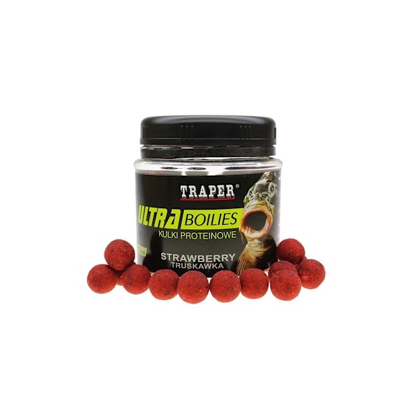 Groundbait TRAPER Ultra Boilies Strawberry 12mm 100g